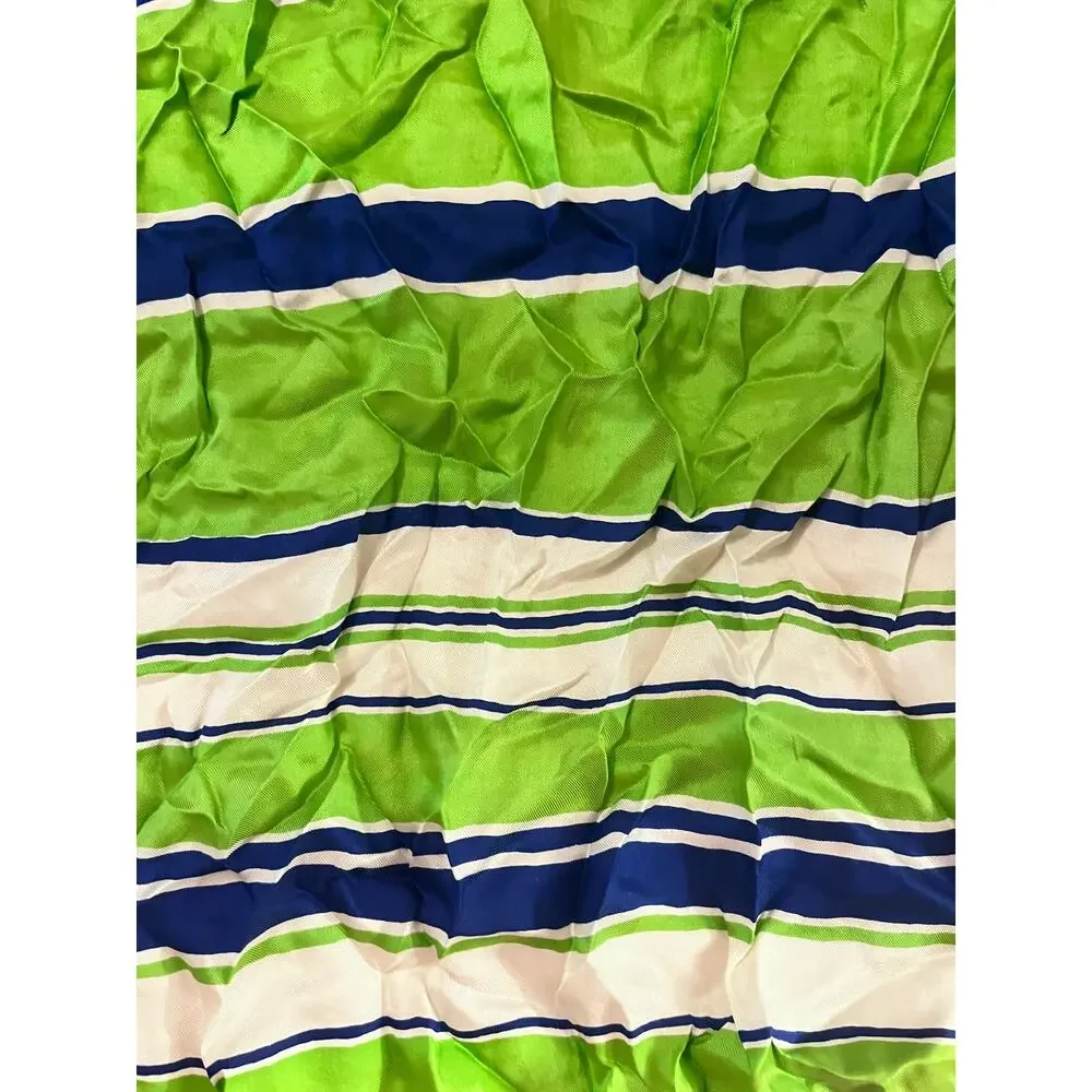 Vintage Vera Neumann Scarf - Signed - Hand Rolled Made in Japan - Green & Blue